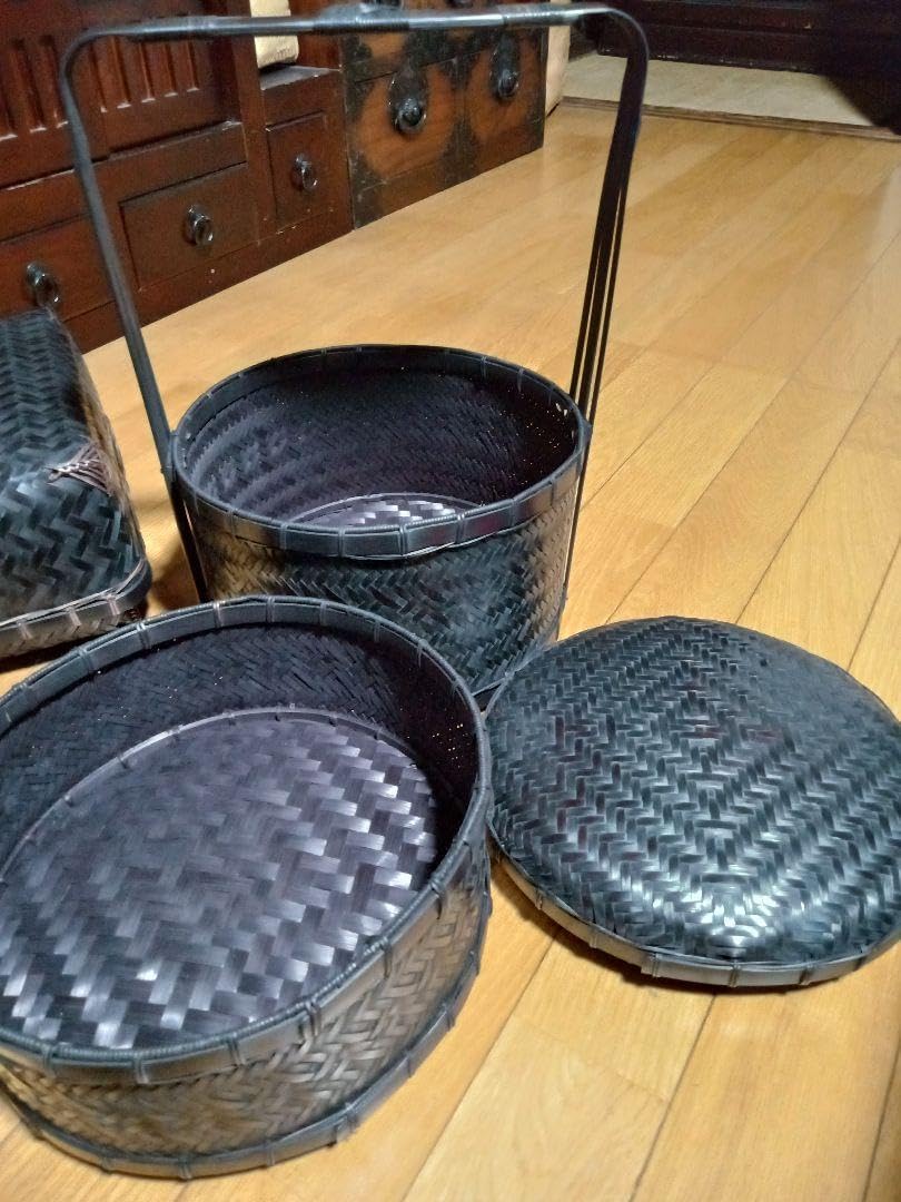 竹製 二段式 菓子器 黒 竹製 二段式 菓子器 黒 竹菓子器 | 虎斑竹専門店
